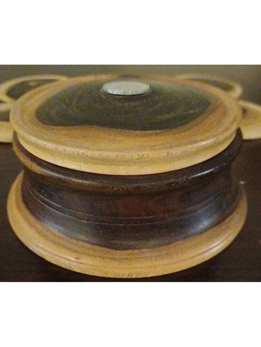Vintage Handmade Jamaican Wood Coaster Set with Jamaicain Coin Decoration